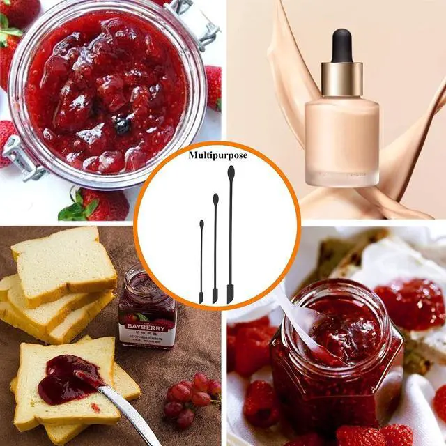 Alt view image 4 of 7 - Mini Silicone Spatula, 6 PCS Jar Spatula, Reusable Double-ended Tiny Silicone Spoon for Kitchen and Beauty