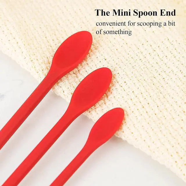 Alt view image 7 of 7 - Mini Silicone Spatula, 6 PCS Jar Spatula, Reusable Double-ended Tiny Silicone Spoon for Kitchen and Beauty