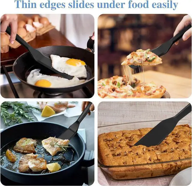 Alt view image 2 of 4 - Mini Brownie Serving Spatula - Omelet Pancake Spatula Turner. Heat Resistant Silicone Thin Spatula, Long Scraper Spatulas for Cooking, Pancake, Pizza.
