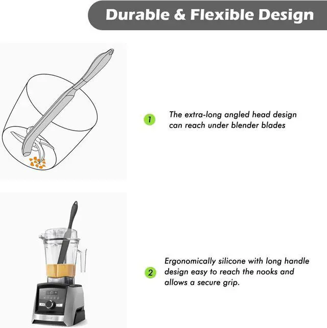 Alt view image 2 of 7 - Silicone Blender Spatula, Slim Blade Scraper Accessory