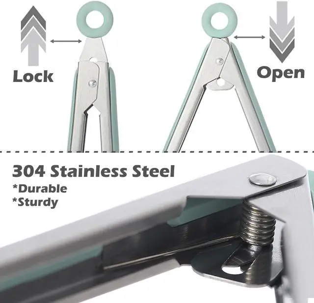 Alt view image 3 of 6 - Kitchen Tongs for Cooking with Silicone Tips, 3 Size Serving Tongs, Green
