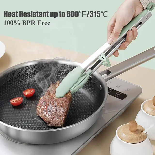 Alt view image 4 of 6 - Kitchen Tongs for Cooking with Silicone Tips, 3 Size Serving Tongs, Green