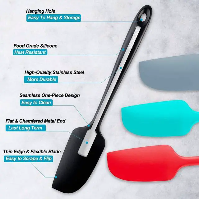 Alt view image 2 of 7 - Mini Silicone Spatula - BPA Free Pro-Grade 600ºF Heat-Resistant Non-Stick Small Rubber Jar Spatula - Silicone Kitchen Scraper Utensil Tool for Cooking and Baking, 8.8 IN