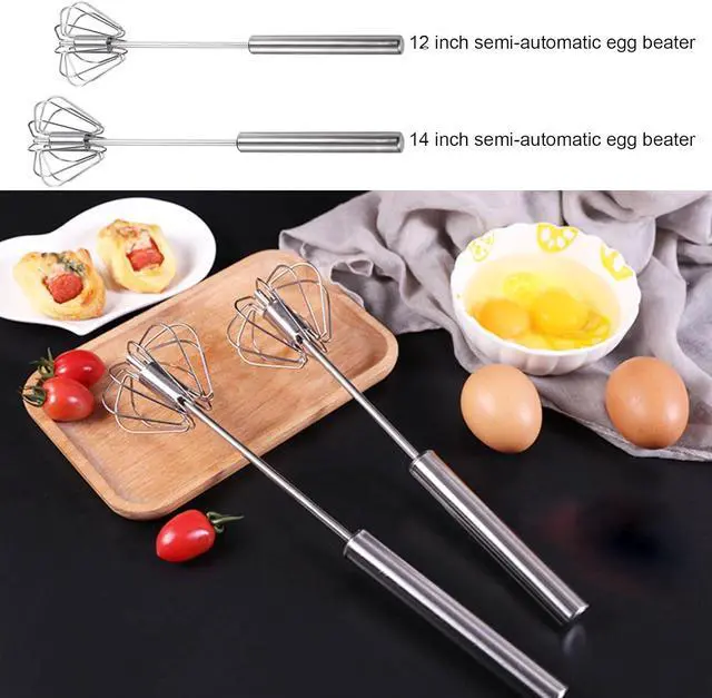 Alt view image 4 of 7 - 2PCS Semi Automatic Whisk Stainless Steel Semi-Automatic Egg Whisk for Home
