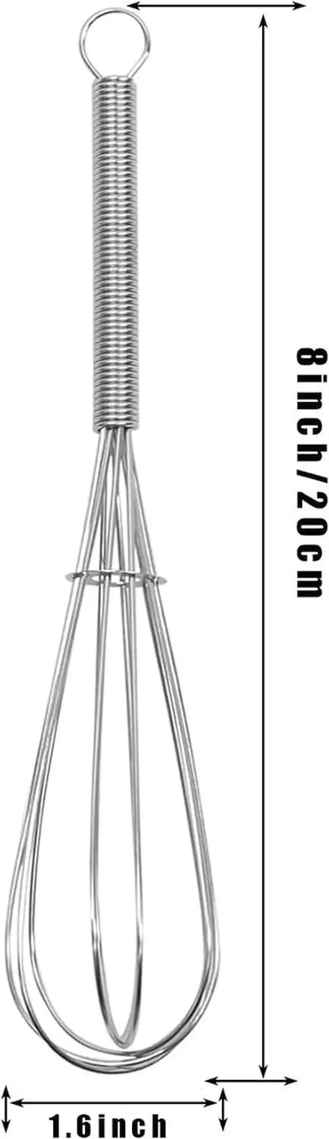 Alt view image 2 of 7 - Digead Mini Wire Whisk, 8 Inch Small Whisk for Cooking - Ergonomic Spiral Handle, 304 Stainless Steel - Ideal for Whisking, Beating, Blending & Mixing Sauces - Silver