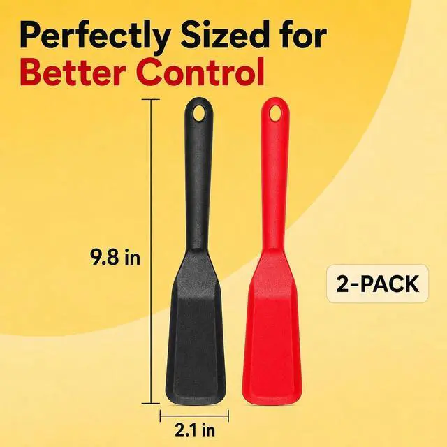 Alt view image 3 of 7 - Eggssentials Pack of 2, Egg Spatula - Non-Stick, High Heat Resistant Kitchen Tools for Panckes, Eggs, Baking, Cooking, and Mixing - Red & Black