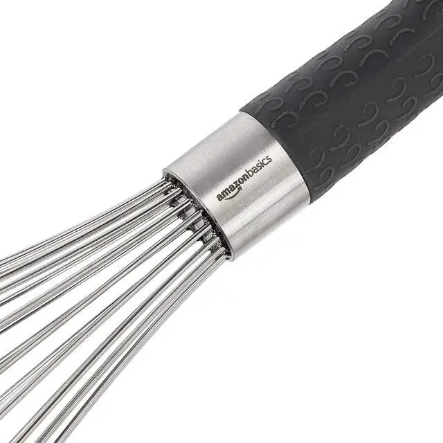 Alt view image 3 of 6 - Amazon Basics Stainless Steel Wire Whisk Set for Cooking, Different Sizes, Easy to Hold Ergonomic Handle, 3 Piece, Black/Silver