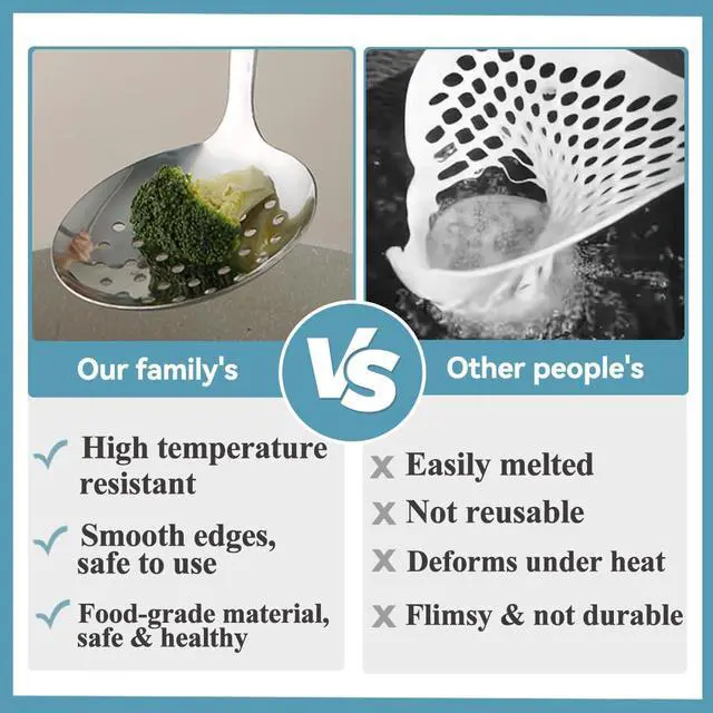 Alt view image 4 of 7 - Berglander Slotted Spoons and Kitchen Ladle Spoon Set 2 Pcs, Stainless Steel Kitchen Spider Strainer Skimmer Soup Ladle for Straining Pasta/Cooking/Frying, Serving Soup/Gravy, Metal Kitchen Utensils
