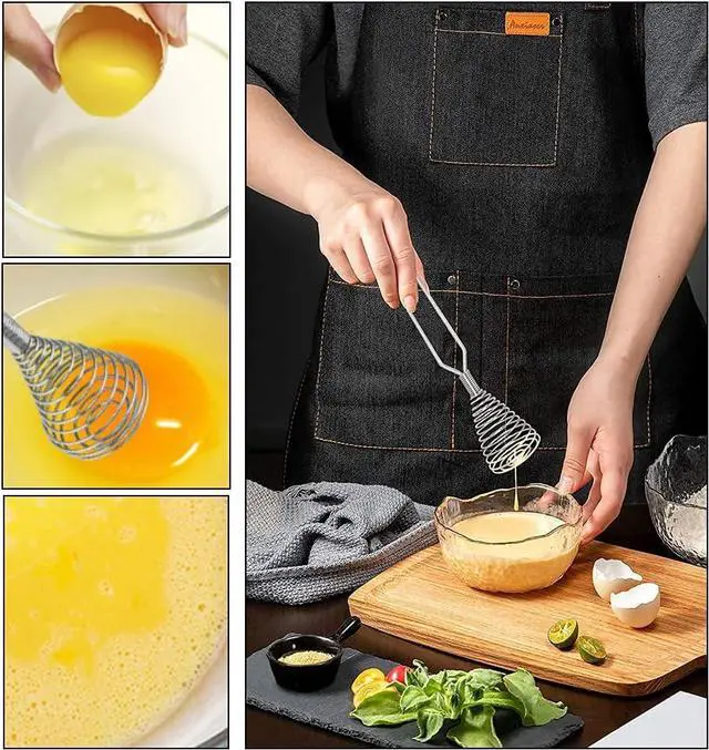 Alt view image 7 of 7 - Stainless Steel Spring Coil Whisk 1 Pack, Wire Whip Egg Beater, Kitchen Cookware Hand Mixer For Cooking, Mixing, Blending, Beating, Stirring, 6.7 Inch
