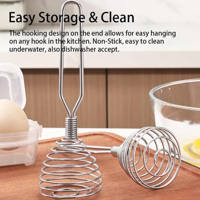Alt view image 5 of 7 - Stainless Steel Spring Coil Whisk 1 Pack, Wire Whip Egg Beater, Kitchen Cookware Hand Mixer For Cooking, Mixing, Blending, Beating, Stirring, 6.7 Inch