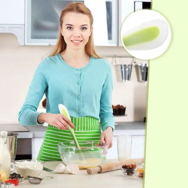 Alt view image 3 of 6 - Silicone Spatula Scraper Spoon Double-Headed Dual-Purpose for Cooking Baking Spreading Mixing Supplies, Ideal Gifts of Home Utensi Kitchen Good Grip Gadget Cake Accessory for Dad or Mom(Green)