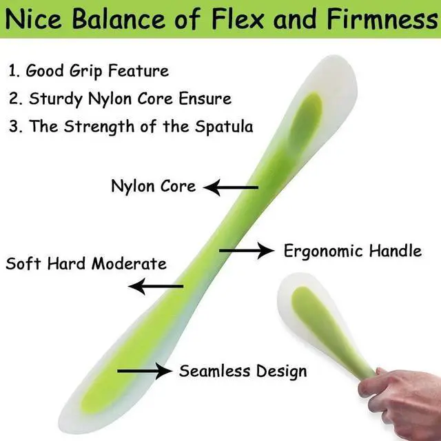 Alt view image 5 of 6 - Silicone Spatula Scraper Spoon Double-Headed Dual-Purpose for Cooking Baking Spreading Mixing Supplies, Ideal Gifts of Home Utensi Kitchen Good Grip Gadget Cake Accessory for Dad or Mom(Green)