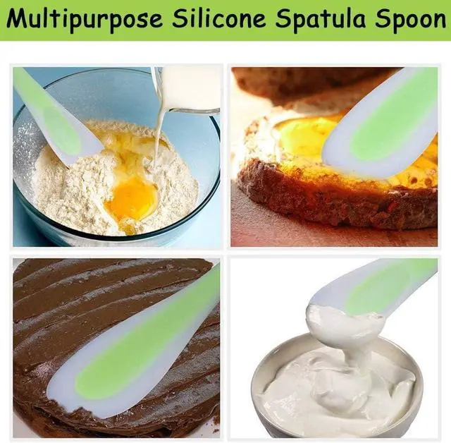 Alt view image 6 of 6 - Silicone Spatula Scraper Spoon Double-Headed Dual-Purpose for Cooking Baking Spreading Mixing Supplies, Ideal Gifts of Home Utensi Kitchen Good Grip Gadget Cake Accessory for Dad or Mom(Green)