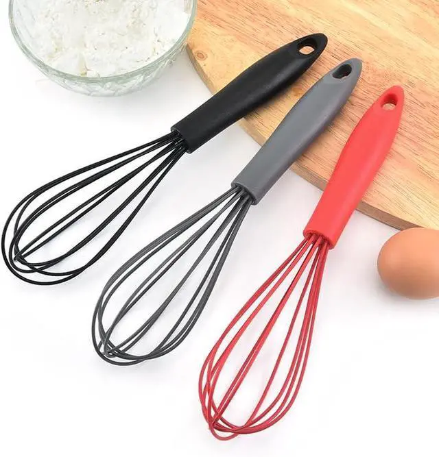 Alt view image 3 of 7 - Mini Silicone Whisks for Kitchen, 6.7 Inch Black Non-Stick Hand Mixer, Egg Beater Blender for Cooking, Baking, Mixing, Stirring