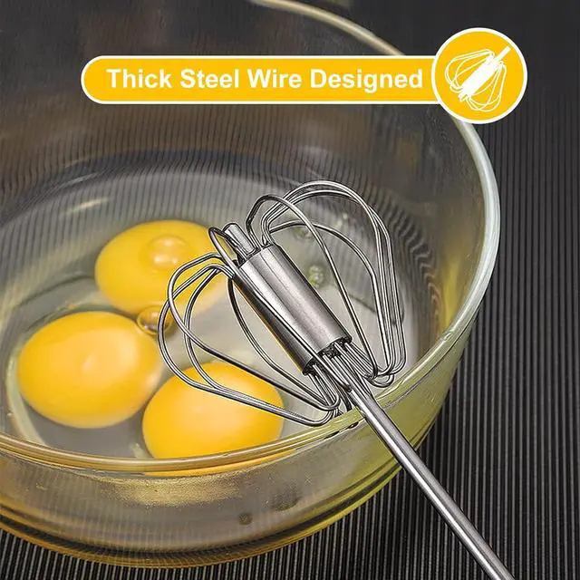 Alt view image 2 of 7 - Egg Whisk,2 Pack Stainless Steel Home Kitchen Tool, Hand Easy Whisk Egg Beater Manual Mixer Blender for Whisking, Beating & Stirring (14 Inch and 10 Inch)