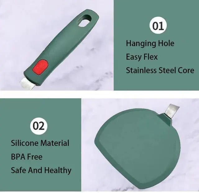 Alt view image 6 of 6 - Tenta Kitchen Silicone Pancake Spatula Turner for Cooking and Baking- 600°F Heat Resistant Rubber Egg Spatulas (Green Round Spatula)