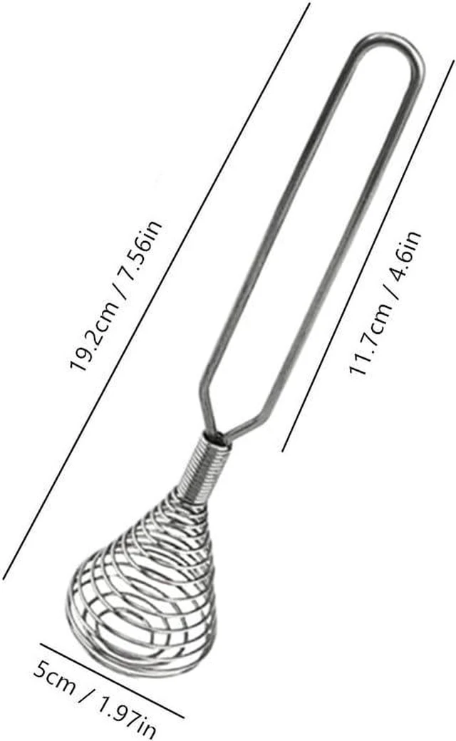 Alt view image 2 of 5 - Mini French Spring Whisk, 7.56 Inch Silver Stainless Steel Spring Coil Whisk, Hand Eggbeater Egg Mixer Whisk Blender Stirring Beater