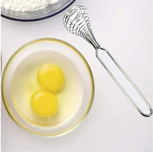 Alt view image 4 of 5 - Mini French Spring Whisk, 7.56 Inch Silver Stainless Steel Spring Coil Whisk, Hand Eggbeater Egg Mixer Whisk Blender Stirring Beater