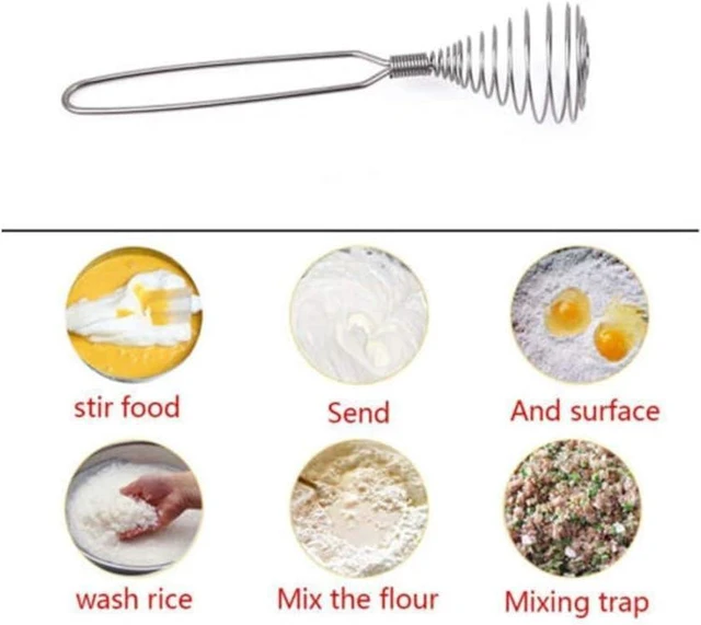 Alt view image 5 of 5 - Mini French Spring Whisk, 7.56 Inch Silver Stainless Steel Spring Coil Whisk, Hand Eggbeater Egg Mixer Whisk Blender Stirring Beater