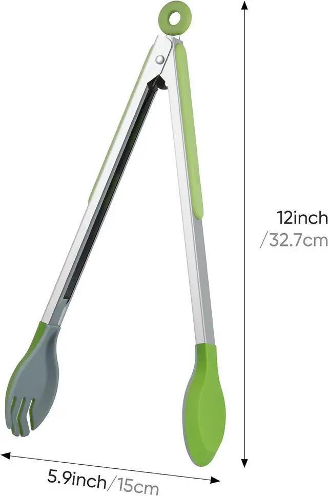 Alt view image 7 of 7 - 12 Inch Cooking Tongs, Stainless Steel Kitchen Tongs with Silicone Tips