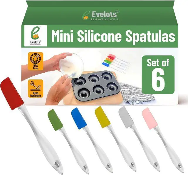 Main image of Evelots 6-Piece Mini Spatula Set, Small Silicone Spatulas for Baking