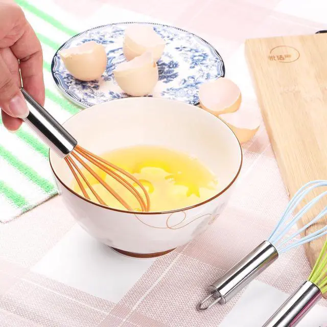Alt view image 6 of 7 - BAEKZ Multi-Color Mini Silicone Kitchen Whisks with Stainless Steel Handles Milk Beater Egg Beater Balloon Whisk for Blending Stirring Whisking and Beating(6.2in, Four colorsl, 8)