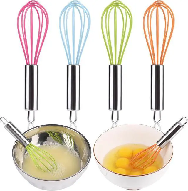 Alt view image 7 of 7 - BAEKZ Multi-Color Mini Silicone Kitchen Whisks with Stainless Steel Handles Milk Beater Egg Beater Balloon Whisk for Blending Stirring Whisking and Beating(6.2in, Four colorsl, 8)