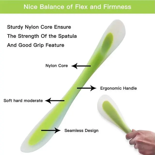 Alt view image 2 of 5 - Silicone Spatulas Scraper Spoon 2-in-1Heat Resistant Kitchen Gadget for Cooking Baking Spreading Mixing Supplie Cake Tool Ideal Gift Good Grip Home Utensil for Dad Mom Kitchen Gadget Accessory (Green)