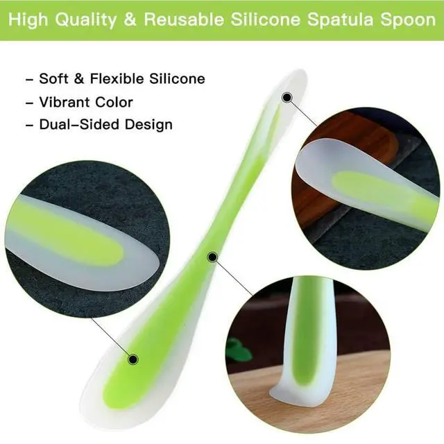 Alt view image 3 of 5 - Silicone Spatulas Scraper Spoon 2-in-1Heat Resistant Kitchen Gadget for Cooking Baking Spreading Mixing Supplie Cake Tool Ideal Gift Good Grip Home Utensil for Dad Mom Kitchen Gadget Accessory (Green)