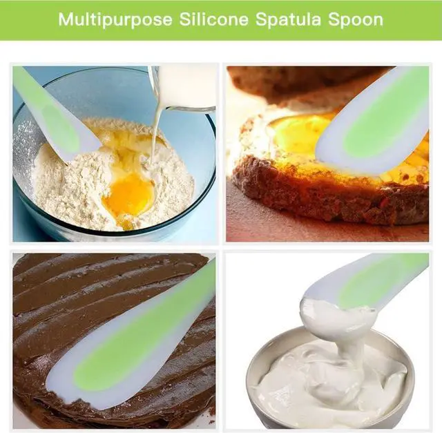 Alt view image 4 of 5 - Silicone Spatulas Scraper Spoon 2-in-1Heat Resistant Kitchen Gadget for Cooking Baking Spreading Mixing Supplie Cake Tool Ideal Gift Good Grip Home Utensil for Dad Mom Kitchen Gadget Accessory (Green)