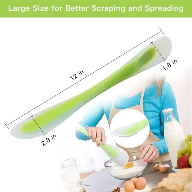Alt view image 5 of 5 - Silicone Spatulas Scraper Spoon 2-in-1Heat Resistant Kitchen Gadget for Cooking Baking Spreading Mixing Supplie Cake Tool Ideal Gift Good Grip Home Utensil for Dad Mom Kitchen Gadget Accessory (Green)