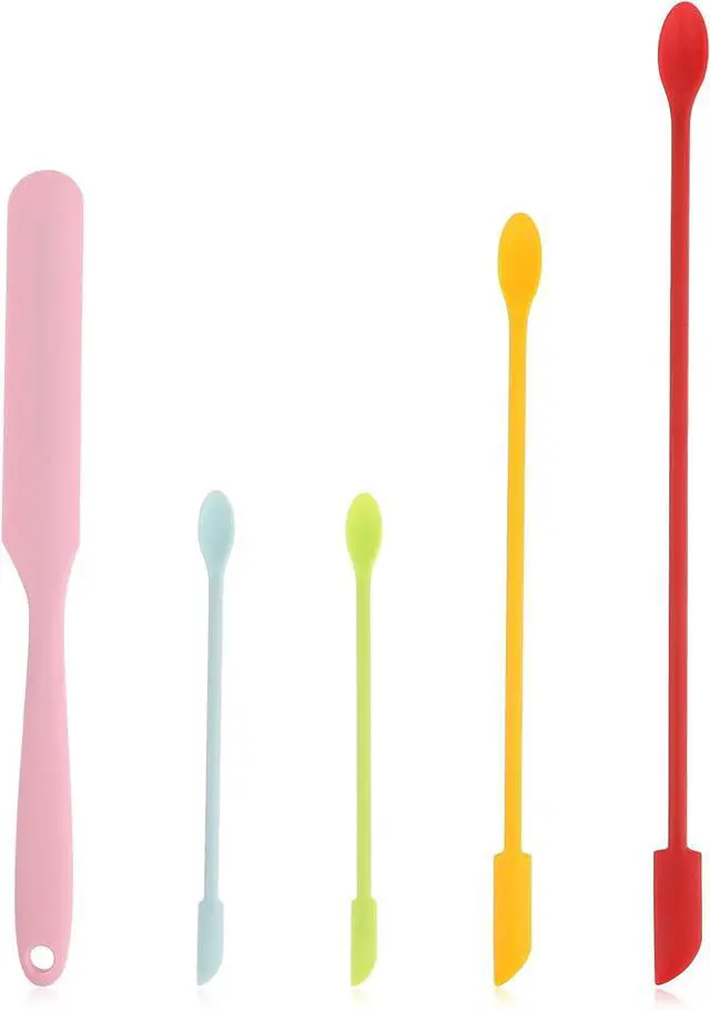 Main image of 5 PCS Beauty Spatula Makeup Spatulas Silicone Cosmetics Lotion Spatula Multicolor Facial Spatula Set Reusable Rubber Spatula Beauty Silicone Stir Sticks for Cosmetic Kitchen Bottles