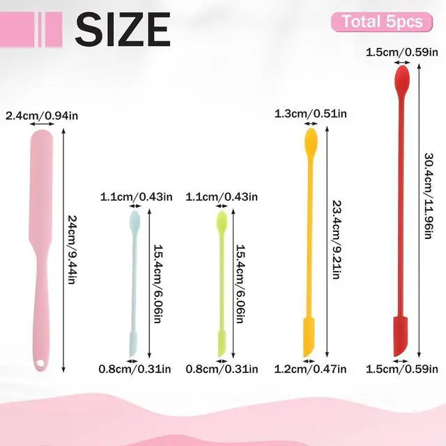 Alt view image 6 of 7 - 5 PCS Beauty Spatula Makeup Spatulas Silicone Cosmetics Lotion Spatula Multicolor Facial Spatula Set Reusable Rubber Spatula Beauty Silicone Stir Sticks for Cosmetic Kitchen Bottles