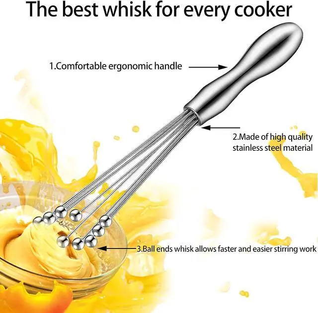 Alt view image 3 of 7 - 2 Pack Ball Whisk Stainless Steel, Excellent for Eggs