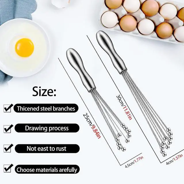 Alt view image 2 of 7 - 2 Pack Ball Whisk Stainless Steel, Excellent for Eggs