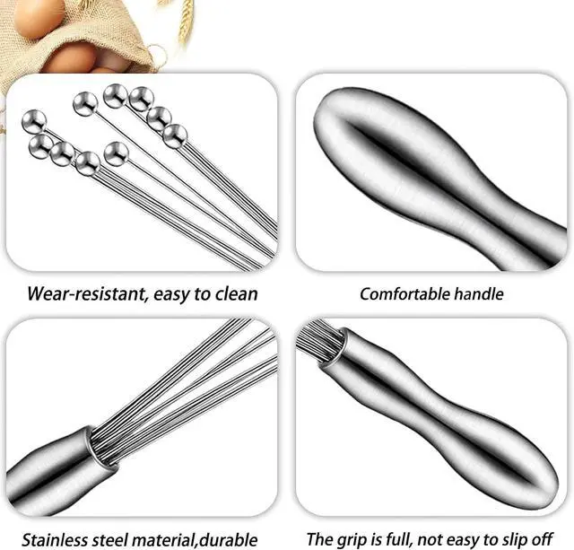 Alt view image 4 of 7 - 2 Pack Ball Whisk Stainless Steel, Excellent for Eggs