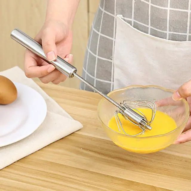 Alt view image 5 of 7 - 3 Pack Stainless Steel Egg Whisk Versatile Easy Whisk Hand Push Rotary Milk Frother Cooking Beater Manual Mixer for Beating Eggs Mixing Whipping Smoothies Shakes (2 Styles)