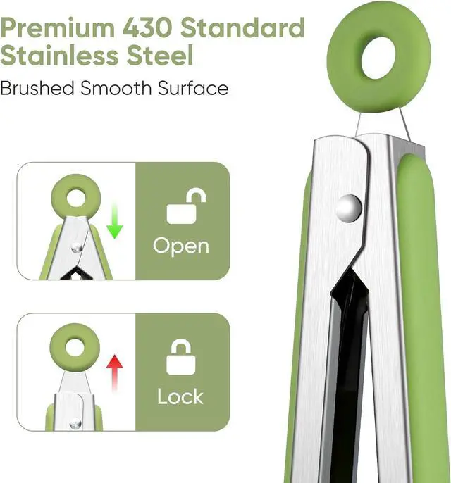 Alt view image 6 of 7 - 12 Inch Cooking Tongs, Stainless Steel Kitchen Tongs with Silicone Tips