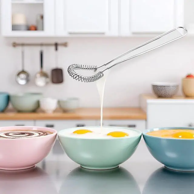 Alt view image 6 of 7 - Stainless Steel Egg Beater, Mini Spring Coil Whisk, Hand-Held Kitchen Tool for Coffee, Milk Frother, Sauce Stirrer, Silver