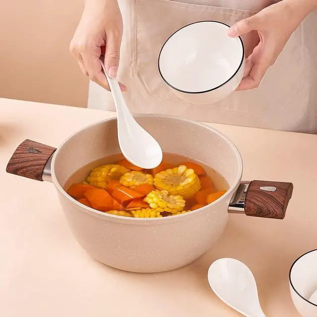 Alt view image 6 of 6 - Asian Soup Spoons, Ceramic White Japanese Soup Spoons
