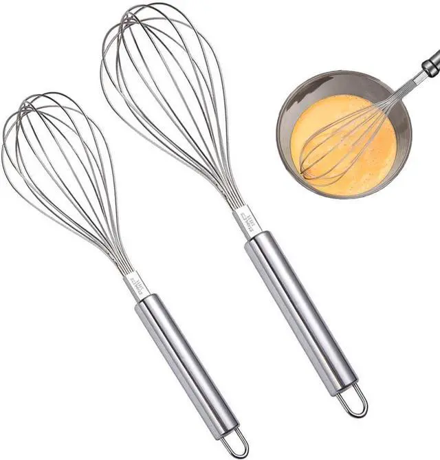 Main image of Whisks for Cooking, Wisking Tool 2 PCS, Metal Whisk Set for Non-Stick Cookware, Balloon Egg Beater Perfect for Blending, Whisking, Beating, Frothing & Stirring-Easy to Use and Clean (11.81"&9.84")