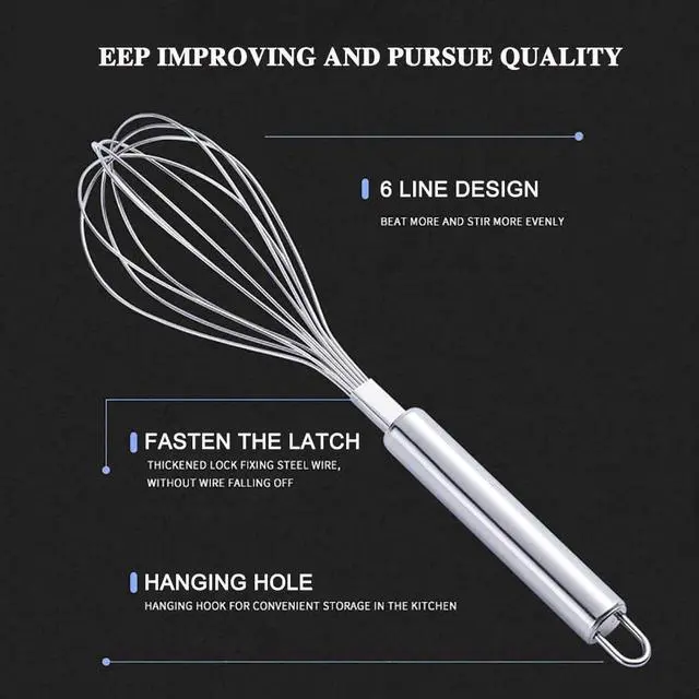 Alt view image 3 of 7 - Whisks for Cooking, Wisking Tool 2 PCS, Metal Whisk Set for Non-Stick Cookware, Balloon Egg Beater Perfect for Blending, Whisking, Beating, Frothing & Stirring-Easy to Use and Clean (11.81"&9.84")