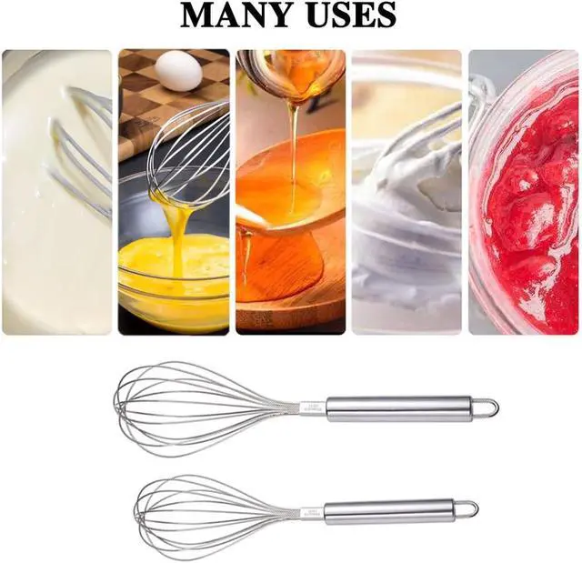 Alt view image 7 of 7 - Whisks for Cooking, Wisking Tool 2 PCS, Metal Whisk Set for Non-Stick Cookware, Balloon Egg Beater Perfect for Blending, Whisking, Beating, Frothing & Stirring-Easy to Use and Clean (11.81"&9.84")