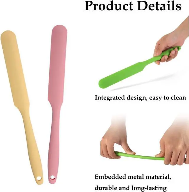 Alt view image 2 of 6 - Silicone Jar Spatulas 10 Pcs Long Handle Non Stick Mixing Small Scrapers