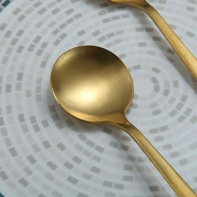 Alt view image 6 of 7 - Matt Gold 6 Piece Dinner Spoons - 8.1'' Stainless Steel Tablespoons, Soup & Dessert Spoons, Silverware for Home, Kitchen or Restaurant, Dishwasher Safe