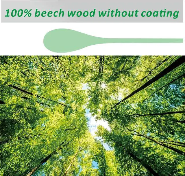 Alt view image 2 of 5 - 5 PCS Wooden Spoons for Cooking, 12 inch Soup Spoons for Eating, Mixing Stirring Tasting Food, long handle Spoon for Cooking and DIY