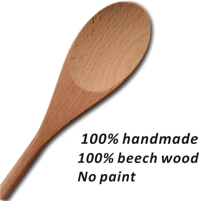 Alt view image 4 of 5 - 5 PCS Wooden Spoons for Cooking, 12 inch Soup Spoons for Eating, Mixing Stirring Tasting Food, long handle Spoon for Cooking and DIY
