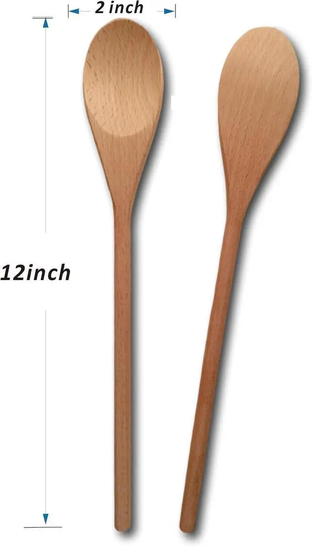 Alt view image 5 of 5 - 5 PCS Wooden Spoons for Cooking, 12 inch Soup Spoons for Eating, Mixing Stirring Tasting Food, long handle Spoon for Cooking and DIY