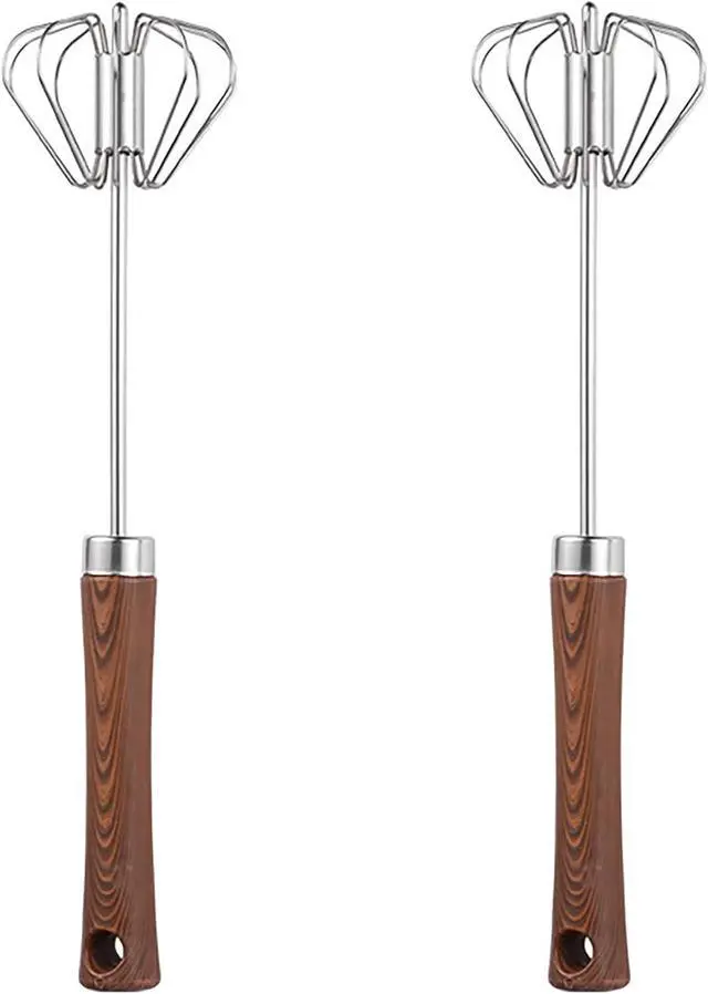 Main image of Semi-automatic Egg Whisk, 2 Pcs 12.5 Inch Length Stainless Steel Egg Beater for Bread, Cake and Cooking (M)