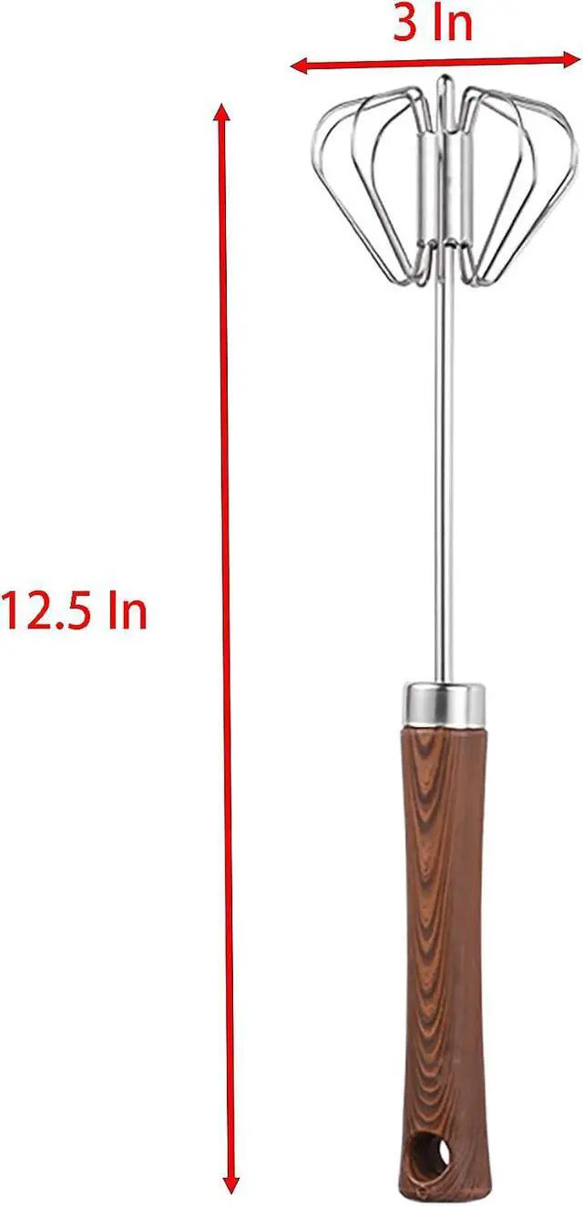 Alt view image 2 of 7 - Semi-automatic Egg Whisk, 2 Pcs 12.5 Inch Length Stainless Steel Egg Beater for Bread, Cake and Cooking (M)